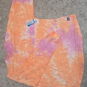 Disney SPIRIT JERSEY Unisex Orange and Pink Tie-Dye Long Sleeve Shirt
